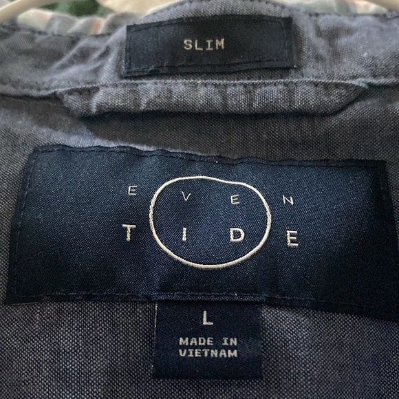 Even Tide mens L slim short sleeve button down shirt casual beachy summer - Picture 3 of 9